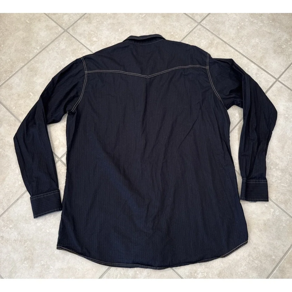 Wrangler Retro Premium Shirt Men's 3XT Snap Button Down Black Striped Western - Picture 3 of 8